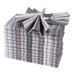 Cloth Napkin Set Of 12 Grey Multi Stripe Fabric- 18"x18", Wedding Napkins, Cocktails Napkins, Cotton Fabric Napkins, Cotton Napkins Mitered Corners & Generous Hem, Machine Washable Dinner Napkins