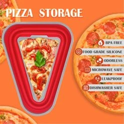 Reusable Pizza Storage Container, Pizza Container Expandable With 5 Microwavable Serving Trays, Adjustable Silicone Pizza Box To Organize Save Space, Microwave Dishwasher Safe-Red -Wilton Shop 51HEG2emeDL