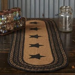 Lassic Country Primitive Tabletop & Kitchen-Farmhouse Jute Black Stencil Stars Runner, 13" X 36" 13 Lassic Country Primitive Tabletop & Kitchen-Farmhouse Jute Black Stencil Stars Runner, 13" X 36" -Wilton Shop 51HEfkH578L