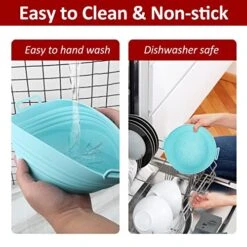 2 Pcs Air Fryer Silicone Liners Foldable, 8.2 Inch Reusable Non-Stick Air Fryer Liners With Silicone Gloves, Heat Resistant Easy To Clean, For 3 To 5 Qt For Oven Microwave Accessories(Blue+Grey) 10 2 Pcs Air Fryer Silicone Liners Foldable, 8.2 Inch Reusable Non-Stick Air Fryer Liners With Silicone Gloves, Heat Resistant Easy To Clean, For 3 To 5 Qt For Oven Microwave Accessories(Blue+Grey) -Wilton Shop 51HGIDCtVGL