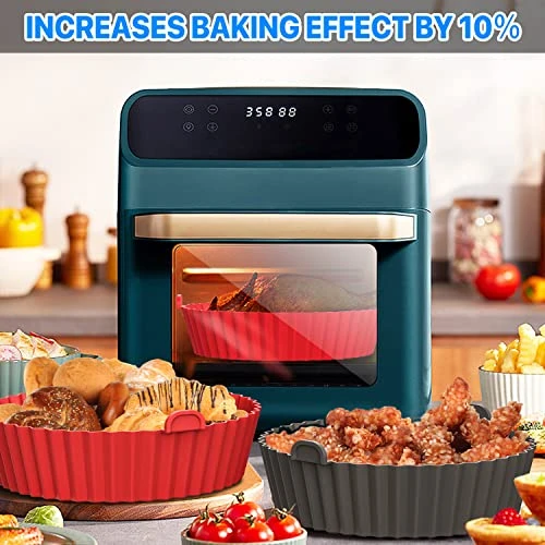 Air Fryer Silicone Pot,2-Pack 9.4 Inch Reusable Air Fryer Liners Round Food Safe Non Stick Air Fryer Basket Oven Accessories For Cosori 6 Qt Or Bigger Air Fryer (9.4 ") 5 Air Fryer Silicone Pot,2-Pack 9.4 Inch Reusable Air Fryer Liners Round Food Safe Non Stick Air Fryer Basket Oven Accessories For Cosori 6 Qt Or Bigger Air Fryer (9.4 ") - Image 3