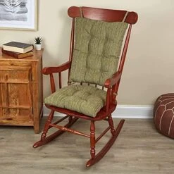 The Gripper Twill Jumbo XL Non-Slip Rocking Chair Cushion Set With Thick Padding, Includes Seat Pad & Back Pillow With Ties For Indoor Living Room Rocker, 17x17 Inches, 2 Piece Set, Sapphire -Wilton Shop 51HYEdXPHzL. AC