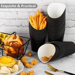 120 Pieces French Fry Holder Cups 14 Ounces Disposable Take Out Party Baking Supplies Waffle Paper Popcorn Boxes Sandwich Ice Cream Holder For Wedding Birthday Party, Black -Wilton Shop 51HbfNVXSsL