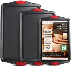 Aking Pans Set, 15 Piece Premium Baking Set, Nonstick Bakeware Sets BPA Free, Cookie Sheets For Baking Nonstick Set, Steel Baking Sheets For Oven With Muffin Pan, Cake Pan & Kitchen Utensils - Black -Wilton Shop 51HdLVJhM3L. AC