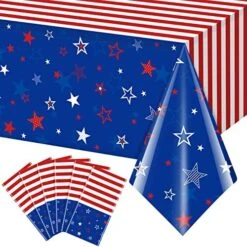 3 Pack Patriotic Tablecloth Decorations For 4th Of July Independence Day, Plastic Memorial Day Table Cover Printed With Stars And Fireworks For Patriotic Themed Party Supplies, 54 X 108 Inch -Wilton Shop 51HeDTj6BcL. AC