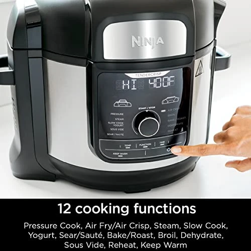 Ninja FD401 Foodi 12-in-1 Deluxe XL 8 Qt. Pressure Cooker & Air Fryer That Steams, Slow Cooks, Sears, Sautés, Dehydrates & More, With 5 Qt. Crisper Basket, Deluxe Reversible Rack & Recipe Book, Silver 5 Ninja FD401 Foodi 12-in-1 Deluxe XL 8 Qt. Pressure Cooker & Air Fryer That Steams, Slow Cooks, Sears, Sautés, Dehydrates & More, With 5 Qt. Crisper Basket, Deluxe Reversible Rack & Recipe Book, Silver - Image 3