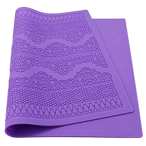 Fondant Lace Mold, Silicone Lace Mould For Cake Decorating Molds Silicone Shapes Border Decoration, Fondant Impression Mat Purple For Chocolate Sugar Sugarcraft Candy Cupcake Baking Embossing 8 Fondant Lace Mold, Silicone Lace Mould For Cake Decorating Molds Silicone Shapes Border Decoration, Fondant Impression Mat Purple For Chocolate Sugar Sugarcraft Candy Cupcake Baking Embossing - Image 6