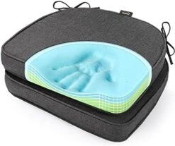 Gel Memory Foam Chair Cushions, FadeShield Water-, Stain-Resistant Durable Reversible Seat Cushion Pads With Ties For Indoor/Outdoor Kitchen Dining Office, 17"x16", Set Of 2, Heather Indigo 30 Gel Memory Foam Chair Cushions, FadeShield Water-, Stain-Resistant Durable Reversible Seat Cushion Pads With Ties For Indoor/Outdoor Kitchen Dining Office, 17"x16", Set Of 2, Heather Indigo -Wilton Shop 51I0za ns L. AC