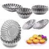 Egg Tart Molds, Mini Tart Pans, 10Pcs Stainless Steel Egg Tart Mold Cupcake Pie Cookie Pudding Mould Baking Cups, Bakeware Cake Cookie Mold Non-Stick Puto Cup For Pies Cheese Cakes Desserts Quiche -Wilton Shop 51I5tHjJUQL