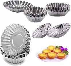 Egg Tart Molds, Mini Tart Pans, 10Pcs Stainless Steel Egg Tart Mold Cupcake Pie Cookie Pudding Mould Baking Cups, Bakeware Cake Cookie Mold Non-Stick Puto Cup For Pies Cheese Cakes Desserts Quiche -Wilton Shop 51I5tHjJUQL. AC 1