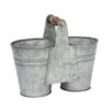 Small Antique Galvanized Metal Double Bucket With Wooden Handle, Gray -Wilton Shop 51I5xRqqZQL