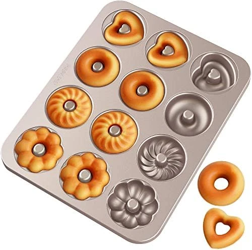 Mini Donut Baking Pans, Non-Stick 12-Cavity Donut Pan, Carbon Steel Cake Baking Pan - BPA Free Mini Bagel Pan, Oven, Microwave, Freezer Safe 8 Mini Donut Baking Pans, Non-Stick 12-Cavity Donut Pan, Carbon Steel Cake Baking Pan - BPA Free Mini Bagel Pan, Oven, Microwave, Freezer Safe - Image 6