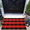 COZRAKON Buffalo Plaid Rugs Cotton Red And Black Check Rug 27.5 X 43 Inches, Hand-Woven Indoor Outdoor Area Rug For Welcome Door Mat, Front Porch, Kitchen, Entry Way, Living Room, Farmhouse -Wilton Shop 51I80O1aPgS