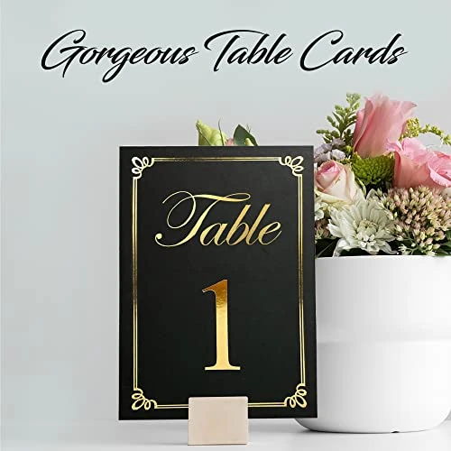 GENERIC Black And Gold Table Numbers Cards, Numbered 1-30 And Head Table Card, Wedding Table Numbers, Table Seating Cards, Gold Table Numbers Perfect For Wedding Reception 5 GENERIC Black And Gold Table Numbers Cards, Numbered 1-30 And Head Table Card, Wedding Table Numbers, Table Seating Cards, Gold Table Numbers Perfect For Wedding Reception - Image 3