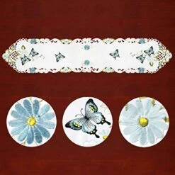 Simhomsen Embroidered Butterfly Table Runner For Spring And Summer, Dresser Scarf (Aqua, 14 X 53 Inches) -Wilton Shop 51IBgtLmnKL