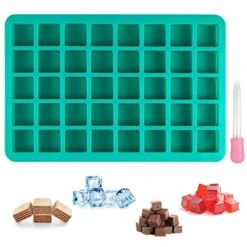 Square Caramel Candy Molds Silicone,40 Cavity Non-Stick Square Silicone Molds With 1 Droppers For Gummy,Chocolate,Hard Candy, Butter, Ice Cube, Dog Treats