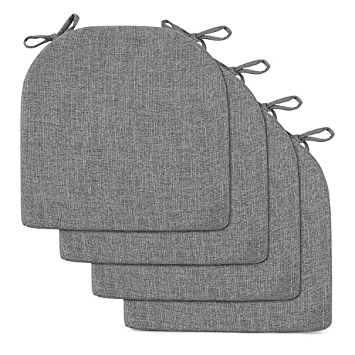 Indoor Chair Cushions For Dining Chairs, Soft And Comfortable Textured Memory Foam Kitchen Chair Pads With Ties And Non-Slip Backing, 16" X 16" X 2", Dark Grey, 4 Pack 4 Indoor Chair Cushions For Dining Chairs, Soft And Comfortable Textured Memory Foam Kitchen Chair Pads With Ties And Non-Slip Backing, 16" X 16" X 2", Dark Grey, 4 Pack - Image 2