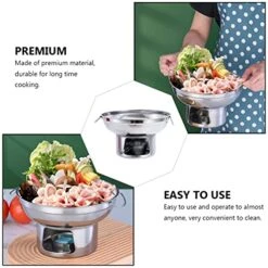 1 Set Stainless Steel Fondue Stove Burner Shabu Hot Pot For Home Camping Hiking Hunting Fishing Cookware 23x23cm -Wilton Shop 51IbtIH3owL