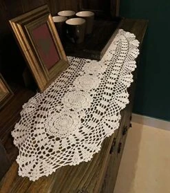 Janef White Handmade Crochet Cotton Table Runner Lace Doilies Doily Oval Dresser Scarves,11.8 By 35 Inches. 15 Janef White Handmade Crochet Cotton Table Runner Lace Doilies Doily Oval Dresser Scarves,11.8 By 35 Inches. -Wilton Shop 51IcRE8UMHL