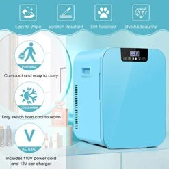 20 L Compact Cooler Warmer Mini Fridge For Bedroom, Office, Car, Dorm - Portable Makeup Skincare Fridge With Digital Temperature Control (Blue) 10 20 L Compact Cooler Warmer Mini Fridge For Bedroom, Office, Car, Dorm - Portable Makeup Skincare Fridge With Digital Temperature Control (Blue) -Wilton Shop 51IjLnKzixL