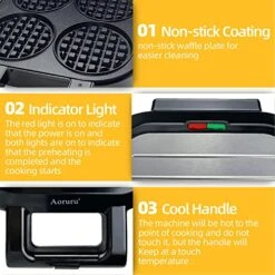 Waffle Maker Nonstick Belgian Waffle Iron With Indicator Light 1300W 4 Slice 8 Waffle Maker Nonstick Belgian Waffle Iron With Indicator Light 1300W 4 Slice -Wilton Shop 51Iq6JIIjXL
