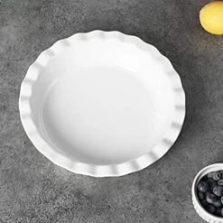 10.5-Inch Deep Pie Pans 50oz, Ceramic Large Round Pie Tins For Baking, (White 2 Pieces) -Wilton Shop 51IqbXlngnL