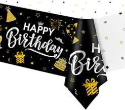 Happy Birthday Decorations, 1pcs Black And Gold Birthday Tablecloth For Men Women, Plastic Disposable Rectangle Table Cover For 90th 80th 70th 60th 50th 40th 30th Birthday Party Decor- 54" X 108" -Wilton Shop 51IvnNzr05L. AC