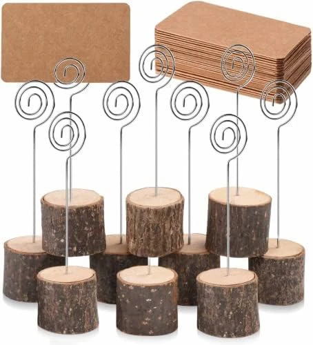 Rustic Real Wood Base Wedding Table Name Number Holder Party Decoration Card Holders Picture Memo Note Photo Clip Holder (10pcs Table Numbers) 8 Rustic Real Wood Base Wedding Table Name Number Holder Party Decoration Card Holders Picture Memo Note Photo Clip Holder (10pcs Table Numbers) - Image 6