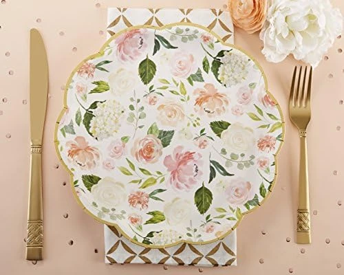 Pink Floral 7 In. Decorative Premium Paper Plates (350 GSM Weight -Set Of 16) - Perfect For Bridal Showers And Weddings, 11 Pink Floral 7 In. Decorative Premium Paper Plates (350 GSM Weight -Set Of 16) - Perfect For Bridal Showers And Weddings, - Image 9