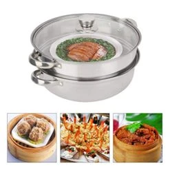 2-Layer Steamer Pot, Steaming Compartment Food Grade Stainless Steel Material Pot Cooker Stainless Steel Cookware For Kitchen 9 2-Layer Steamer Pot, Steaming Compartment Food Grade Stainless Steel Material Pot Cooker Stainless Steel Cookware For Kitchen -Wilton Shop 51J6wvl8MFL