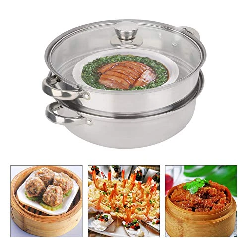 2-Layer Steamer Pot, Steaming Compartment Food Grade Stainless Steel Material Pot Cooker Stainless Steel Cookware For Kitchen 5 2-Layer Steamer Pot, Steaming Compartment Food Grade Stainless Steel Material Pot Cooker Stainless Steel Cookware For Kitchen - Image 3