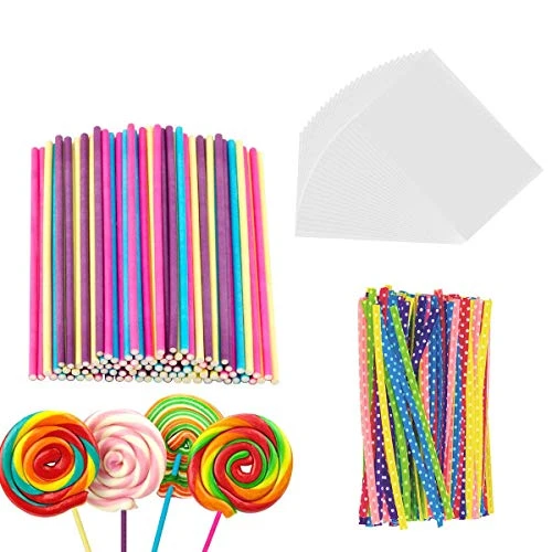 6 Inch Cake Pop Sticks Set Pack Of 300, Each Of 100 Pieces Parcel Bags, Colorful Treat Sticks, Colorful Metallic Wire For Lollipops Candies Chocolates And Cookies 3 6 Inch Cake Pop Sticks Set Pack Of 300, Each Of 100 Pieces Parcel Bags, Colorful Treat Sticks, Colorful Metallic Wire For Lollipops Candies Chocolates And Cookies