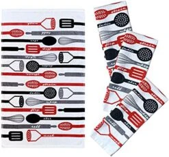 Kitchen Designers Set Of 4 Soft Cotton Dish Towels, 15 In X 25 In, Love Life -Wilton Shop 51JJDb b82S. AC