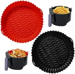 2-Pack Air Fryer Silicone Liners,YEEYAA 7.5inch Reusable Air Fryer Silicone Basket,Food Grade And Heat Resistant Air Fryer Silicone Pot Round For 3 To 5 QT For Air Fryer Accessories -Wilton Shop 51JLvak7VL. AC