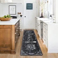 Anti Fatigue Comfort Kitchen Standing Desk Mat Decorative Ergonomic Floor Pad Kitchen Rug Waterproof Stain Resistance Non Slip Kitchen Set, 17.3''x27.6''+17.3''x47.2'', Eat Well -Wilton Shop 51JMDLjYGWL. AC