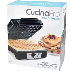 Four Square Belgian Waffle Maker, Extra Large Stainless Steel Kitchen Appliance With Nonstick Waffler Iron Plates, Makes 4 Fluffy Waffles, Griddle Is Great For Family Breakfast Or Gift -Wilton Shop 51JOl2lyUnL