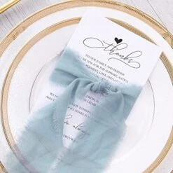Oris Home Wedding Thank You Place Setting Cards With Dusty Blue Chiffon Ribbons, 4x6 Print To Add To Your Table Centerpieces And Wedding Decorations — Pack Of 50 -Wilton Shop 51JYYIOkjWL