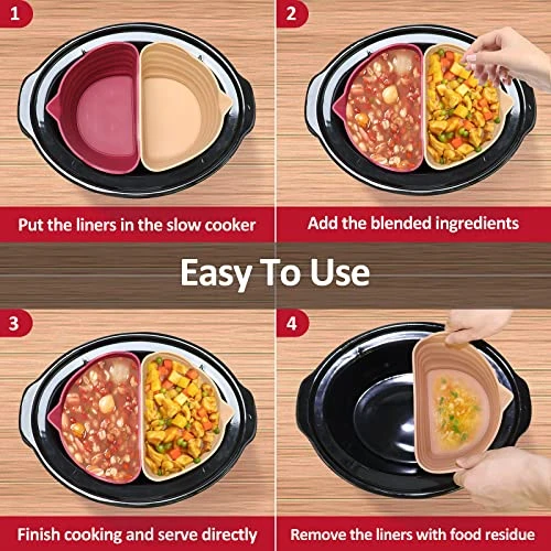 Silicone Slow Cooker Liners Divider, Leakproof Reusable Silicone 6QT Oval Crockpot Divider Insert, Diwasher Safe Cooking Liner For 6 Quart Slow Cooker Kitchen Accessories (Rose & Skin) 8 Silicone Slow Cooker Liners Divider, Leakproof Reusable Silicone 6QT Oval Crockpot Divider Insert, Diwasher Safe Cooking Liner For 6 Quart Slow Cooker Kitchen Accessories (Rose & Skin) - Image 6
