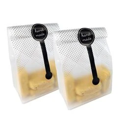 100 PCS Translucent Plastic Cookie Bags With 100 PCS Hang Made Stickers For Cookies, Cake, Toast, Bread, Chocolate, Candy, Bakery, Snack, Gift Bags For Birthday Party, Wedding, Bakery Party