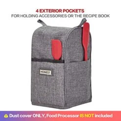 Food Processor Dust Cover With Accessory Pockets Compatible With Cuisinart Mini 3-4 Cup, Grey (Dust Cover Only, NOT INCLUDE MACHINE) -Wilton Shop 51JiBRedJ5L