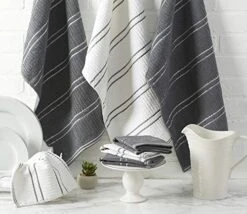 Basic Ribbed Terry Kitchen Basics Collection, Gray, Kitchen Set, 8 Piece -Wilton Shop 51Jk8Am43RL