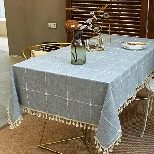 Tablecloth, Rectangle Table Cloth Linen Wrinkle Free Anti-Fading Tablecloths Washable Dust-Proof Table Cover For Kitchen Dinning Party (Rectangle/Oblong, 55''x70'',4-6 Seats, Gray) 13 Tablecloth, Rectangle Table Cloth Linen Wrinkle Free Anti-Fading Tablecloths Washable Dust-Proof Table Cover For Kitchen Dinning Party (Rectangle/Oblong, 55''x70'',4-6 Seats, Gray) - Image 11