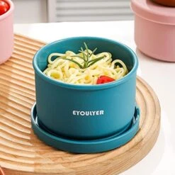 Silicone Bento Box With Lid Baby Storage Durable Bowl Mixing Serving Eating Non-Slip Easy Grip Indoor Outdoor Travel To-Go Food Containers Set2 Canister (BLUE-ROUND) -Wilton Shop 51JsxcWdwL. AC
