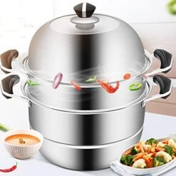 HYDZQ Stainless Steel Steamer Induction Cooker Household Thickened Gas Soup Pot With Steamer Steamer -Wilton Shop 51JyIY1D2CL
