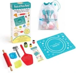 Cooking With Kids - Pasta & Pizza Party! - Beginner's Pasta & Pizza Making Gift Set For Children + Bonus Storage Tote! - And Online Virtual Class Tutorials! From Makers Of Pancake Party -Wilton Shop 51K UefguL. AC