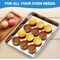 Baking Sheet Set Of 2, Yododo Stainless Steel Baking Pans Tray Cookie Sheet Cookie Pan , Non Toxic & Healthy, Mirror Finish & Rust Free, Easy Clean & Dishwasher Safe - Size Of 16inch & 12 Inch -Wilton Shop 51K0J4lsYHL
