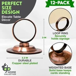 Place Card Holder (12 Pack) Antique Copper – Beautiful Rustic Table Cardholder For Wedding Tabletop Banquet Menu Holders Bronze Clip Table Reserved Seat Number Recipe Holder Restaurants Weddings Party -Wilton Shop 51K1FWTNbbL