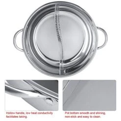 Stainless Steel Hot Pot, Two Flavor Separation Induction Cooker Hot Pot With Heatproof Handle, Usable Safe For Induction Cooker, Gas Stove, Electric Cooker (Size : 27 Cm) -Wilton Shop 51KAWtECSzL
