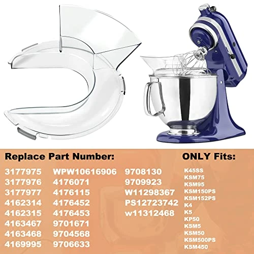Puxyblue KN1PS Pouring Shield Latest Upgraded 4.5 And 5 Quart Stainless Steel Bowls Tilt Head Stand Mixer Bowls 1year Warranty 5 Puxyblue KN1PS Pouring Shield Latest Upgraded 4.5 And 5 Quart Stainless Steel Bowls Tilt Head Stand Mixer Bowls 1year Warranty - Image 3