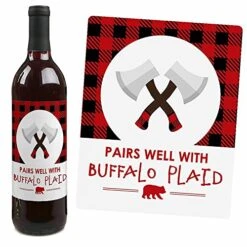 Big Dot Of Happiness Lumberjack - Channel The Flannel - Buffalo Plaid Decorations For Women And Men - Wine Bottle Label Stickers - Set Of 4 -Wilton Shop 51KUya6ivbL